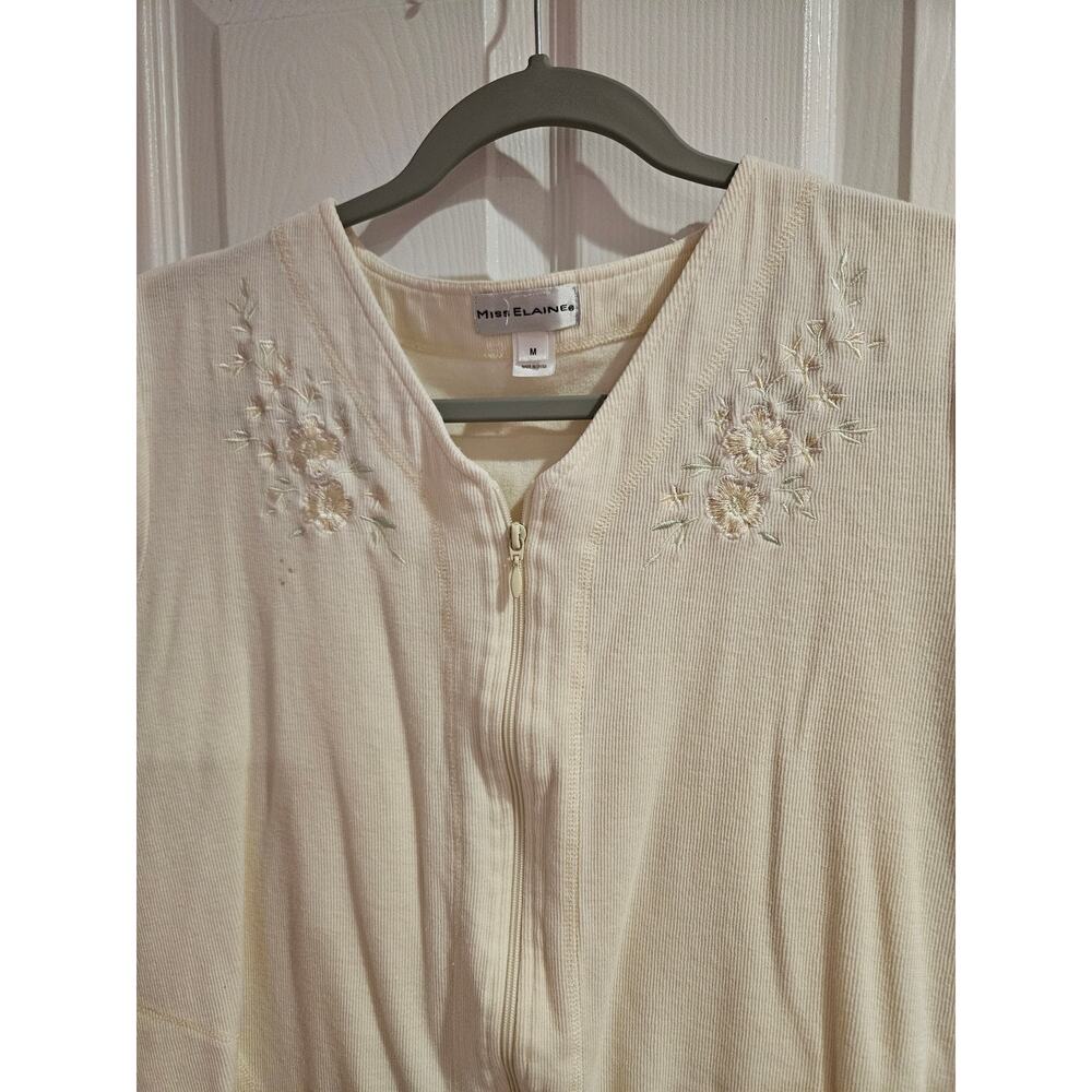 Miss elaine zip up nightgown robe cottage short sleeves pockets medium summer